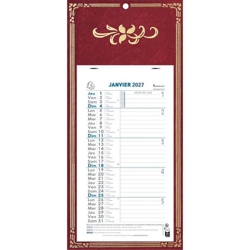 3660942004299-Calendrier mensuel avec feuillets détachables 15,5 x 28,5 cm sur plaque décors Skytos 19 x 41 cm  - disponible dans différentes cou--1