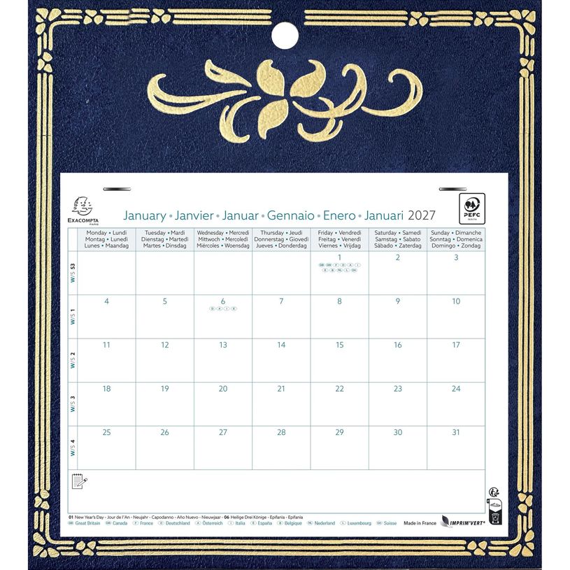 3660942004312-Calendrier mensuel Easycal avec feuillets détachables 24 x 18 cm sur plaque décors Skytos 27,5 x 30,5 cm  - disponible dans différentes cou--0