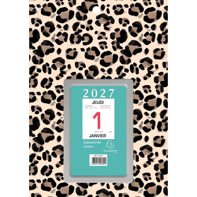 3660942004602-Ephéméride neutre 6,5 x 9,7 cm sur plaque décors Urban Roar 14,5 x 21,5 cm  - Exacompta--0
