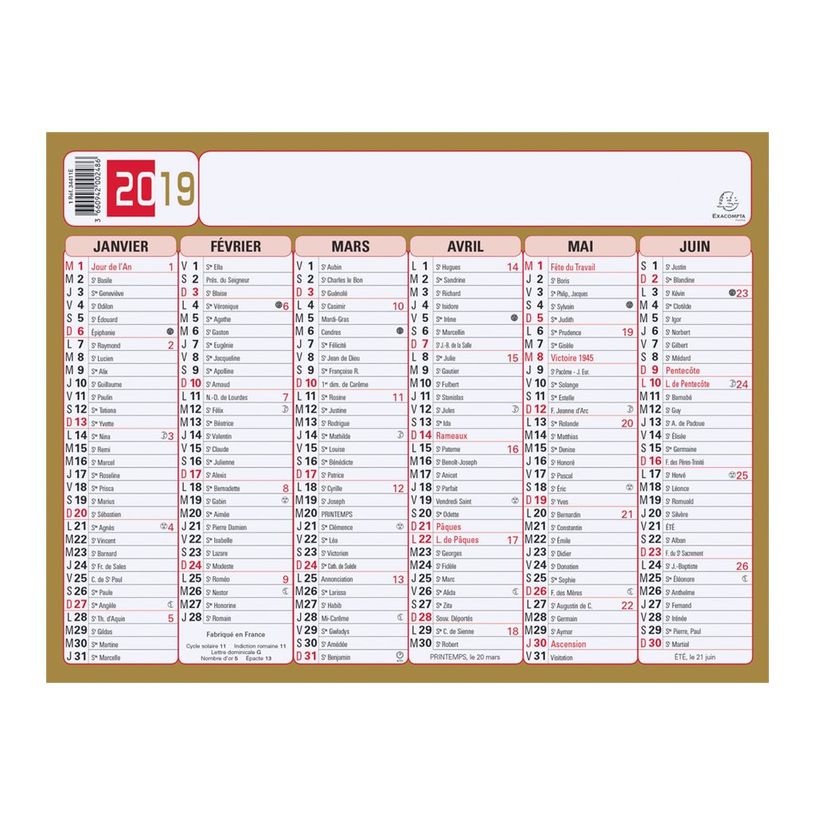 3660942002486-Calendrier Tricolore - 6 mois par face - 18 x 13,5 cm - Exacompta-P_79369573_1-2
