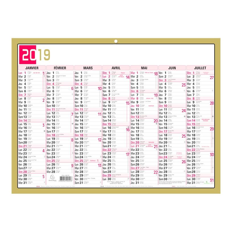 3660942002493-Calendrier Tricolore - 7 mois par face - 29,5 x 22 cm - Exacompta-P_79369574_1-2