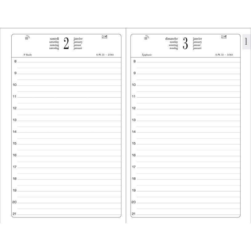 3660942007795-Agenda de bureau Carré ordinaire- Travers horaire - 1 jour par page - 13,5 x 21 cm - disponible dans différentes cou--4