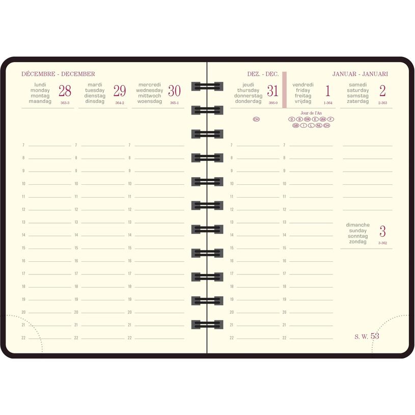 3660942033619-Agenda de poche spiralé Swan Eurotime 13S - 1 semaine sur 2 pages - 9 x 13 cm - disponible dans différentes cou--1