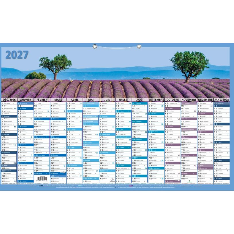 3660942034142-Calendrier illustré France - 14 mois sur 1 face - 65 x 40,5 cm - Exacompta--0