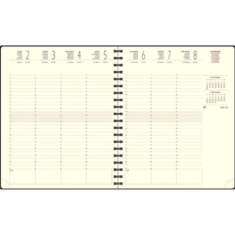 3660942124430-Agenda de bureau spiralé Swan Eurotime 22S - 1 semaine sur 2 pages - 18,5 x 22,5 cm - disponible dans différentes cou--2