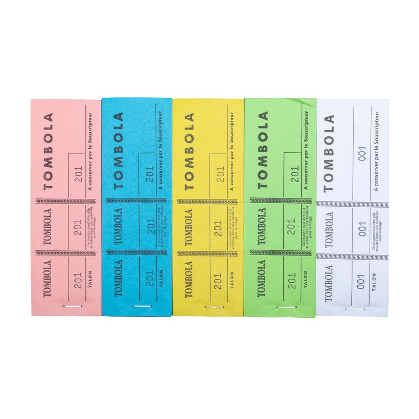 3130631965007-Bloc Tombola – 100 Feuillets Numérotés, 3 Volets, 4,8×15 cm – Couleurs Assorties-P_79369926_18-21