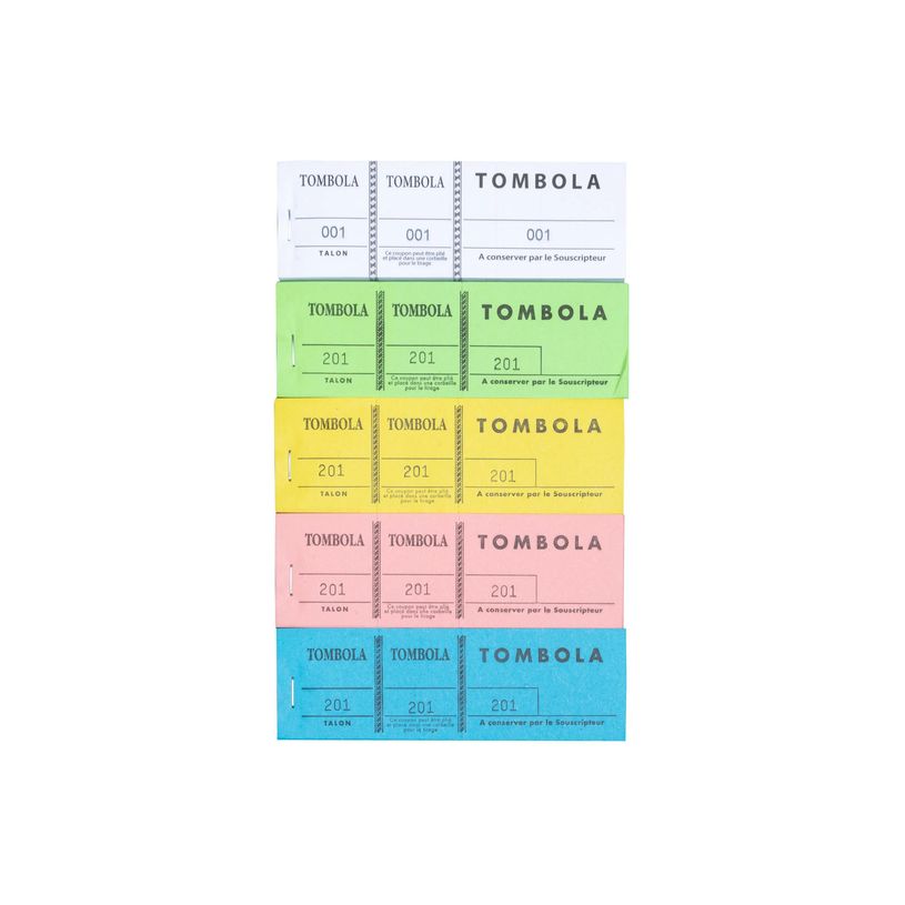 3130631965007-Bloc Tombola – 100 Feuillets Numérotés, 3 Volets, 4,8×15 cm – Couleurs Assorties-P_79369926_20-14