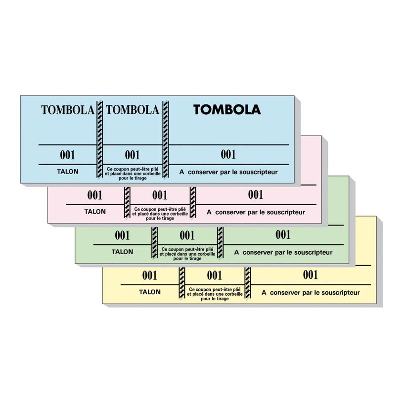 3130631965007-Bloc Tombola – 100 Feuillets Numérotés, 3 Volets, 4,8×15 cm – Couleurs Assorties-P_79369926_21-10