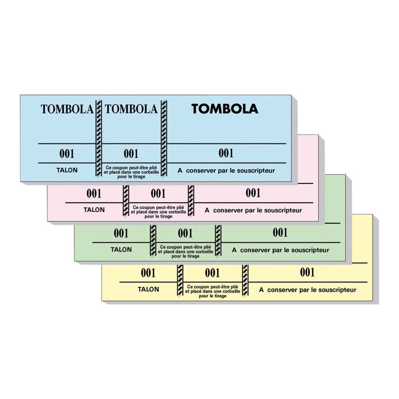 3130631965007-Bloc Tombola – 100 Feuillets Numérotés, 3 Volets, 4,8×15 cm – Couleurs Assorties-P_79369926_7-18