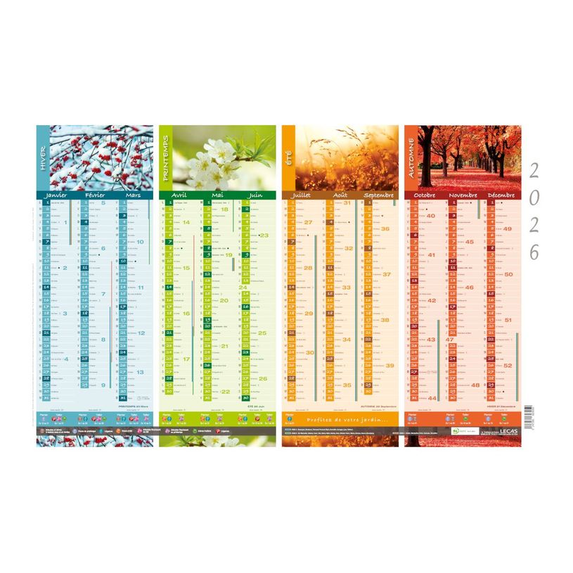 3147281603050-Calendrier rembordé 65x23 cm - 1 décor plantation - 1 année / face Hamelin--0