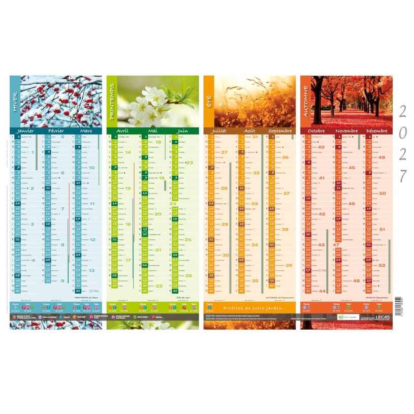 3147281603050-Calendrier rembordé 65x23 cm - 1 décor plantation - 1 année / face Hamelin--0