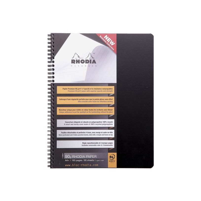 3037921199015-Rhodiactive Notebook - Cahier à spirale A4+ (22,5 x 29,7 cm) - 160 pages - ligné avec marge - couverture en p-P_79371240_3-1