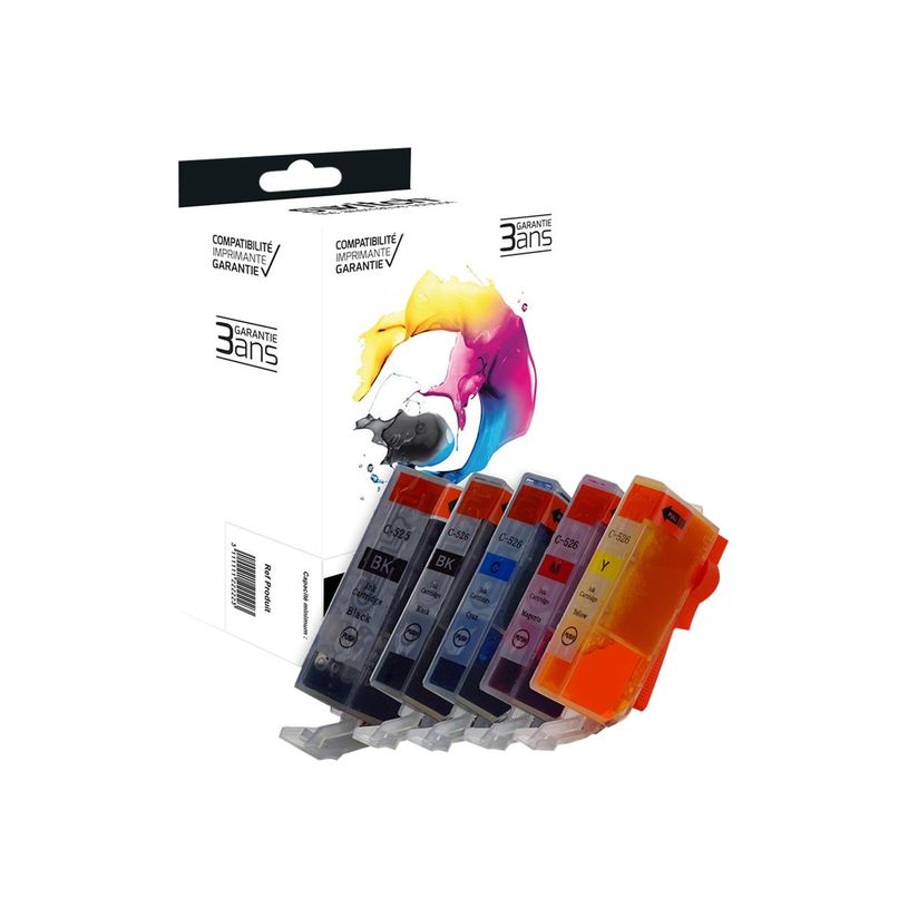 3700654206236-Cartouche compatible Canon PGI-525/CLI-526 - Pack de 4 - noirs, cyan, magenta, jaune - Swit-P_79372578_2-1