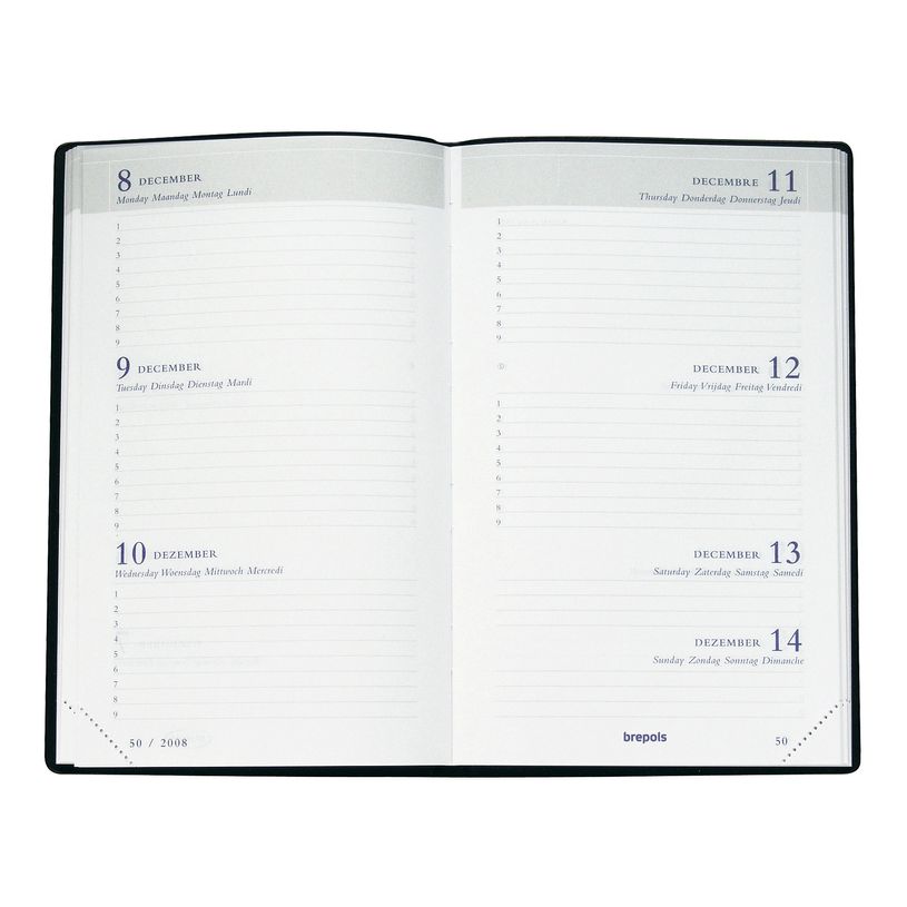 5412303136358-Agenda de poche Classic - 1 semaine sur 2 pages - 9 x 16 cm - 2 couleurs disponible - Brepols--1