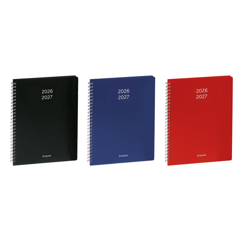 5412303136426-Agenda à spirale Polyprop - 1 semaine sur 2 pages - 17 x 22 cm - 3 couleurs disponible - Brepols--0