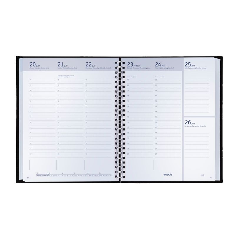 5412303136426-Agenda à spirale Polyprop - 1 semaine sur 2 pages - 17 x 22 cm - 3 couleurs disponible - Brepols--1