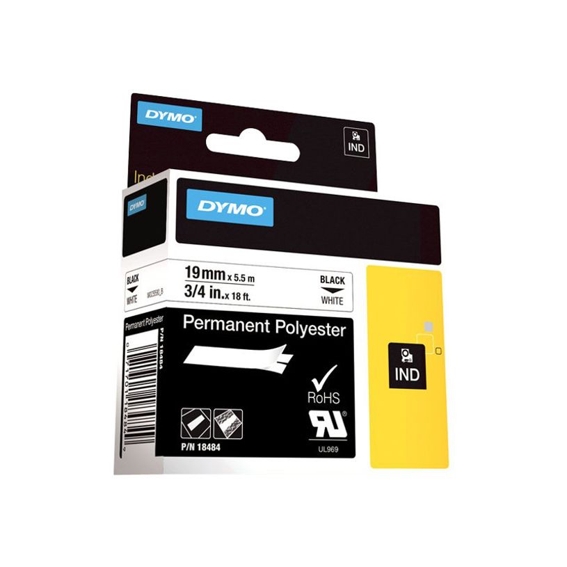 0071701184849-Dymo - Ruban d'étiquettes polyester auto-adhésives - (19 mm x 3,5 m) - fond blanc écritu-P_79374710_3-4