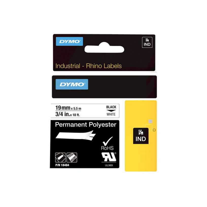 0071701184849-Dymo - Ruban d'étiquettes polyester auto-adhésives - (19 mm x 3,5 m) - fond blanc écritu-P_79374710_6-0