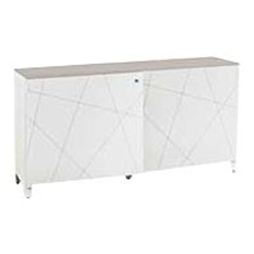 3483600202215-Crédence blanche - SUNDAY - 2 portes coulissantes avec serrure - noyer-P_79375129_1-0