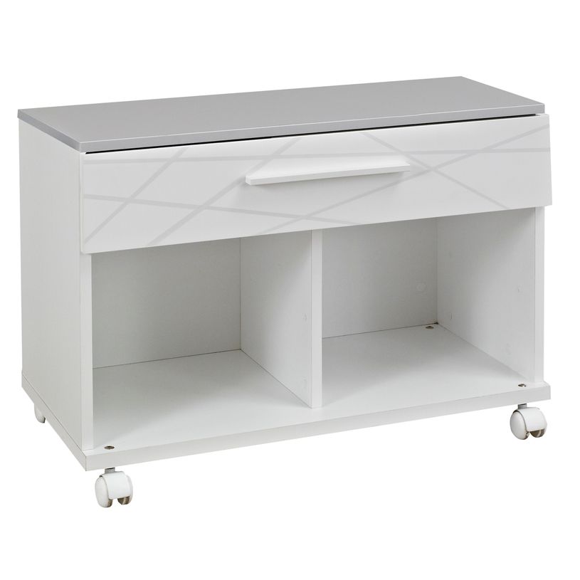 0400793751309-Rangement bas mobile SUNDAY - 1 tiroir - Gris et blanc-P_79375130_1-0