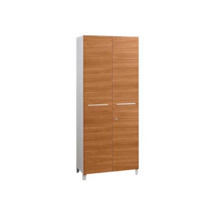 3483600202239-Armoire blanche 2 portes - SUNDAY - Portes noyer - L 80 x H 192 x P 42 cm-P_79375131_1-0