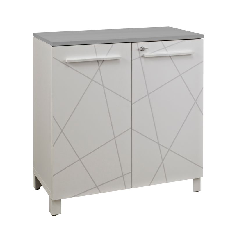 0400793751552-Rangement bas SUNDAY - L80 x H81 x P42 - 2 portes - Gris et blanc-P_79375155_1-0