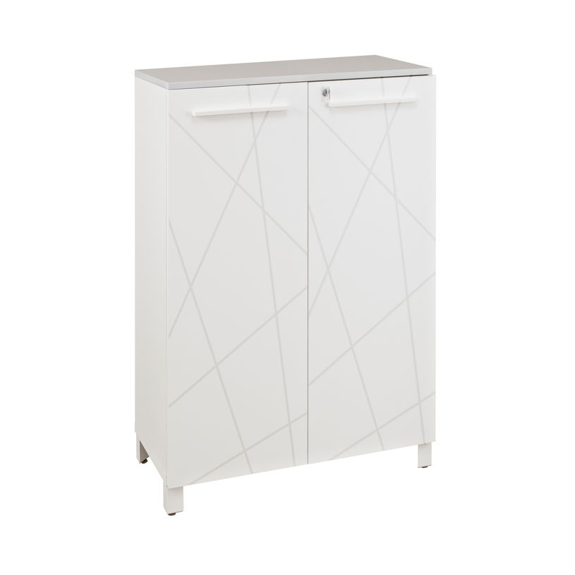 0400793751576-Rangement mi-hauteur SUNDAY - L80 x H116 x P42 - 2 portes - Gris et blanc-P_79375157_1-0