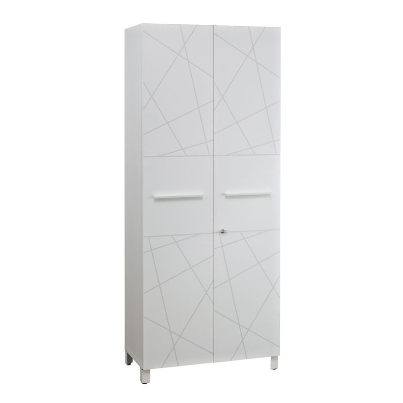 0400793751590-Armoire haute SUNDAY - L80 x H194 x P42 - 2 portes - Corps blanc - Portes grises-P_79375159_1-0