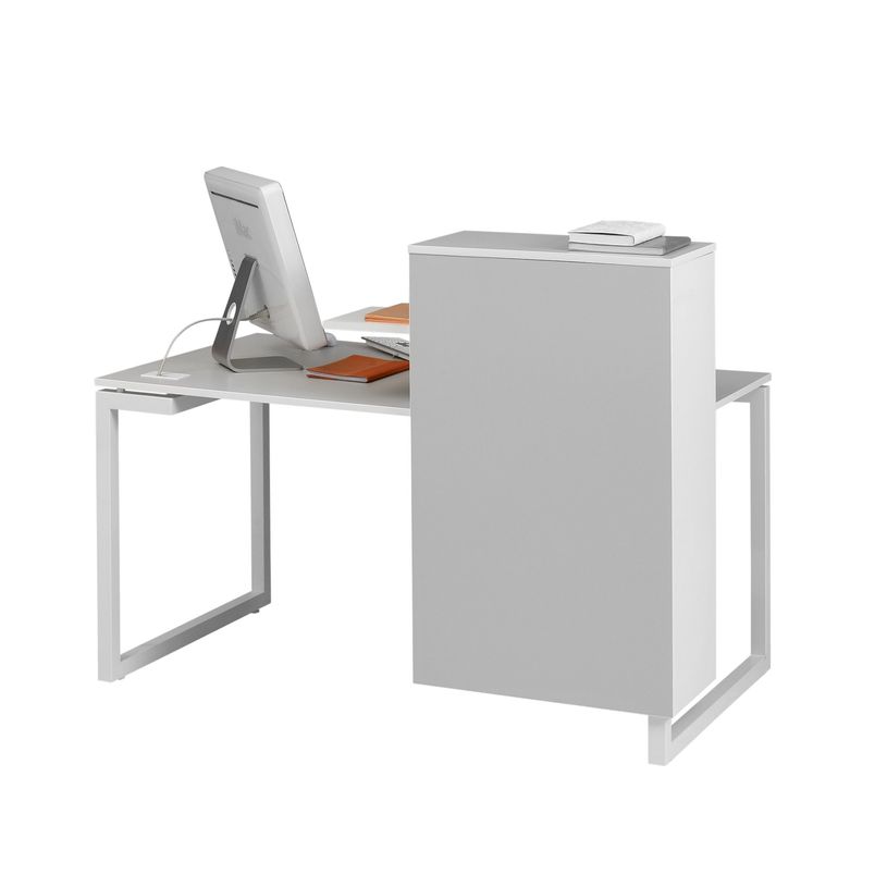 3483600289056-Surmeuble d'appoint ou comptoir d'accueil SUNDAY - L 83/61 x H 98/110 x P 32 cm - Gris-P_79375180_3-2