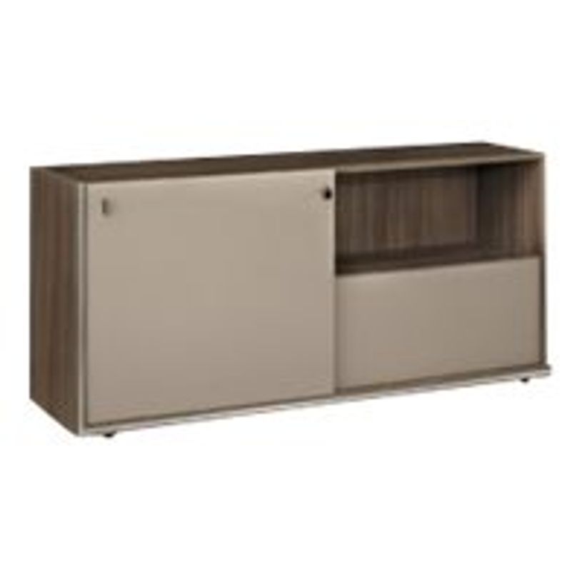 3483600349873-Crédence VERMONT - 1 porte coulissante / 1 tiroir - Noyer fumé-P_79375185_1-0