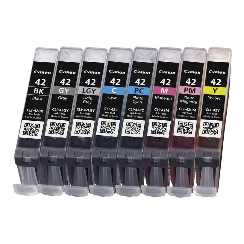 4960999974194-Canon CLI-42 - Pack de 8 - noir, gris, gris clair, cyan, photo cyan, magenta, photo magenta, jaune -P_79375445_1-0