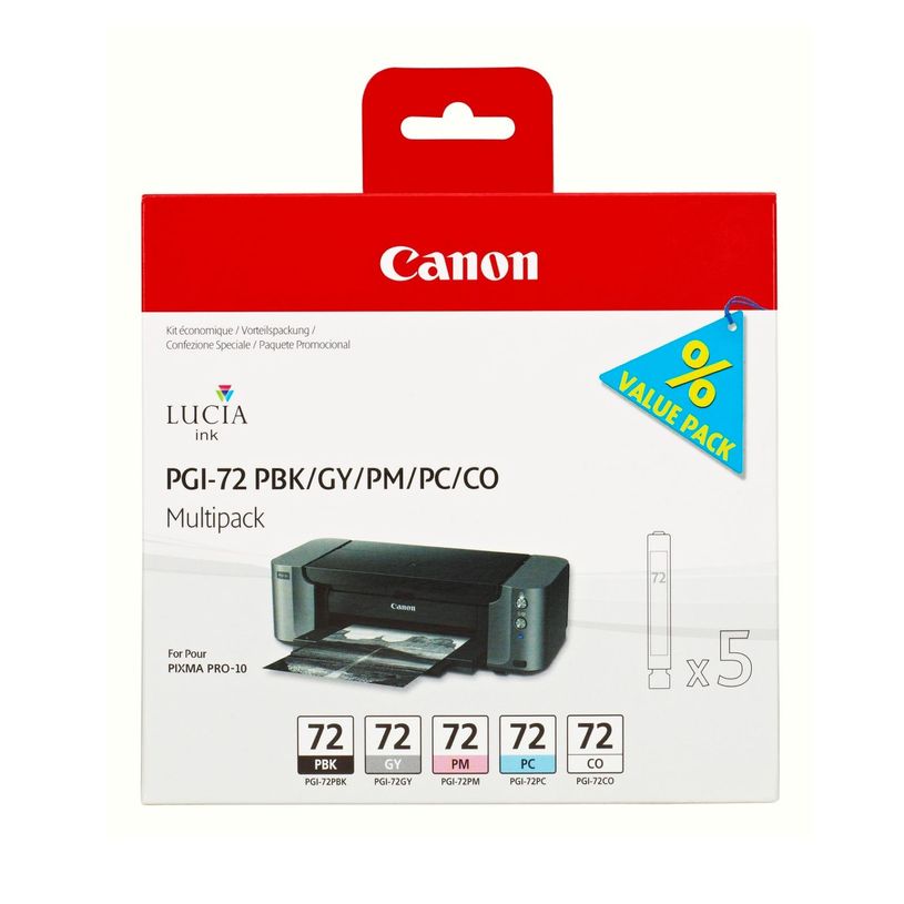 4960999974217-Canon PGI-72 - Pack photo de 5 - noir, gris, cyan, magenta, chroma optimizer - cartouche d'-P_79375446_1-0