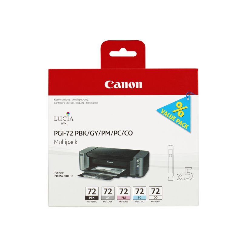 4960999974217-Canon PGI-72 - Pack photo de 5 - noir, gris, cyan, magenta, chroma optimizer - cartouche d'-P_79375446_2-1