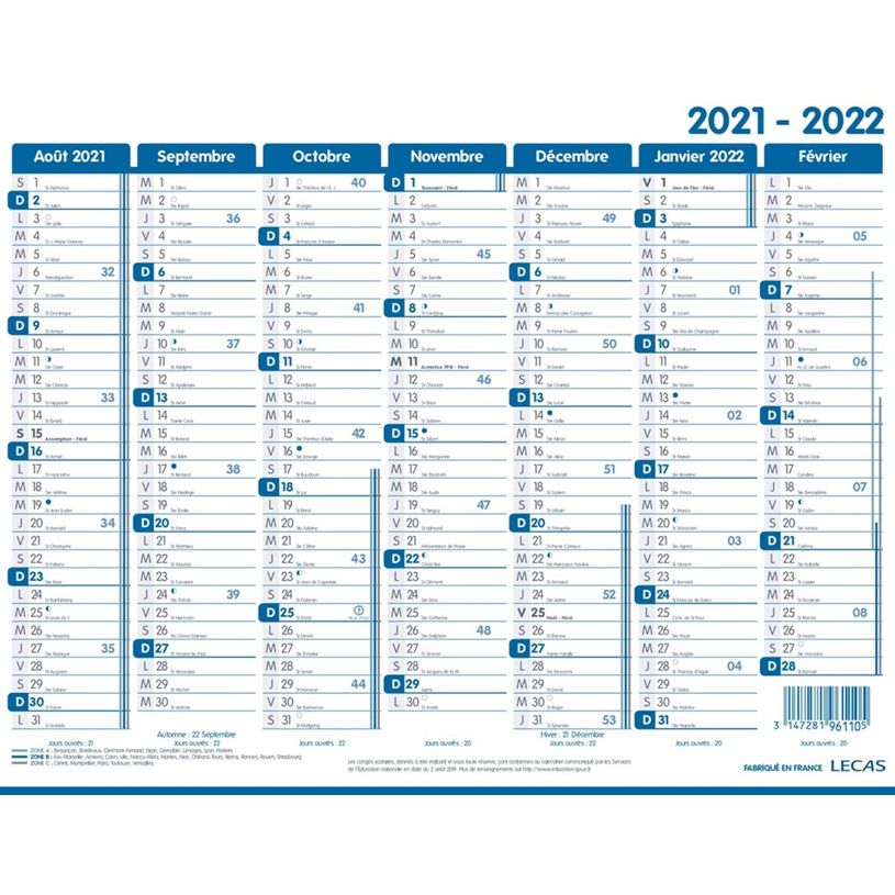 3147281961105-Calendrier Lecas Classique - 1 année sur 2 faces - 27 x 21 cm-P_79375463_1-0
