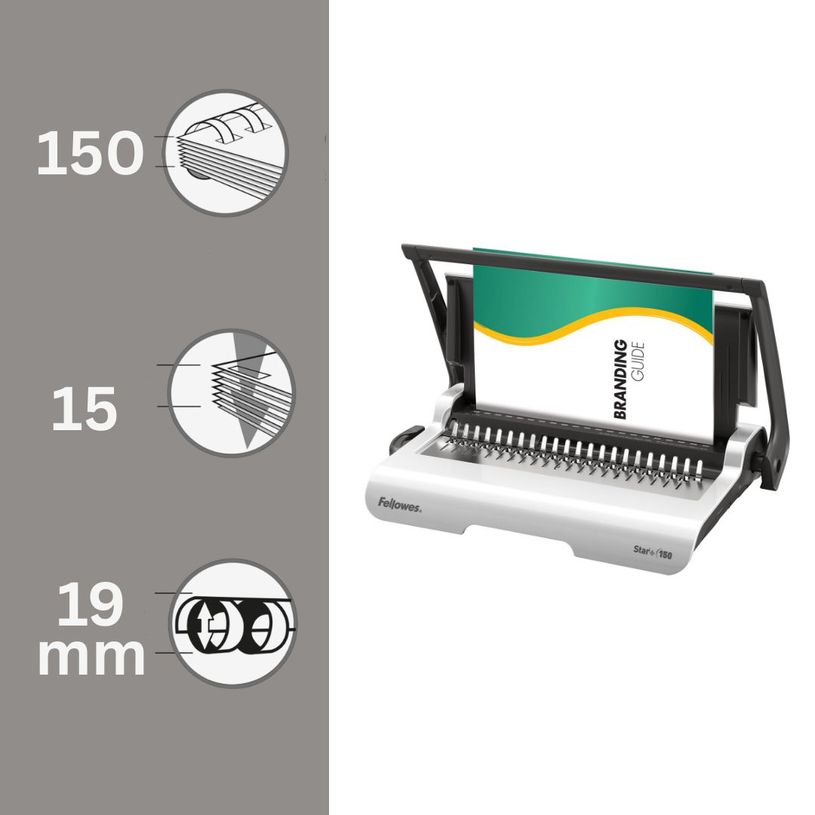 0043859651238-Fellowes Star +150 - machine à relier / relieuse perforeuse manuelle - perfore 15 feuilles - relie 150--1