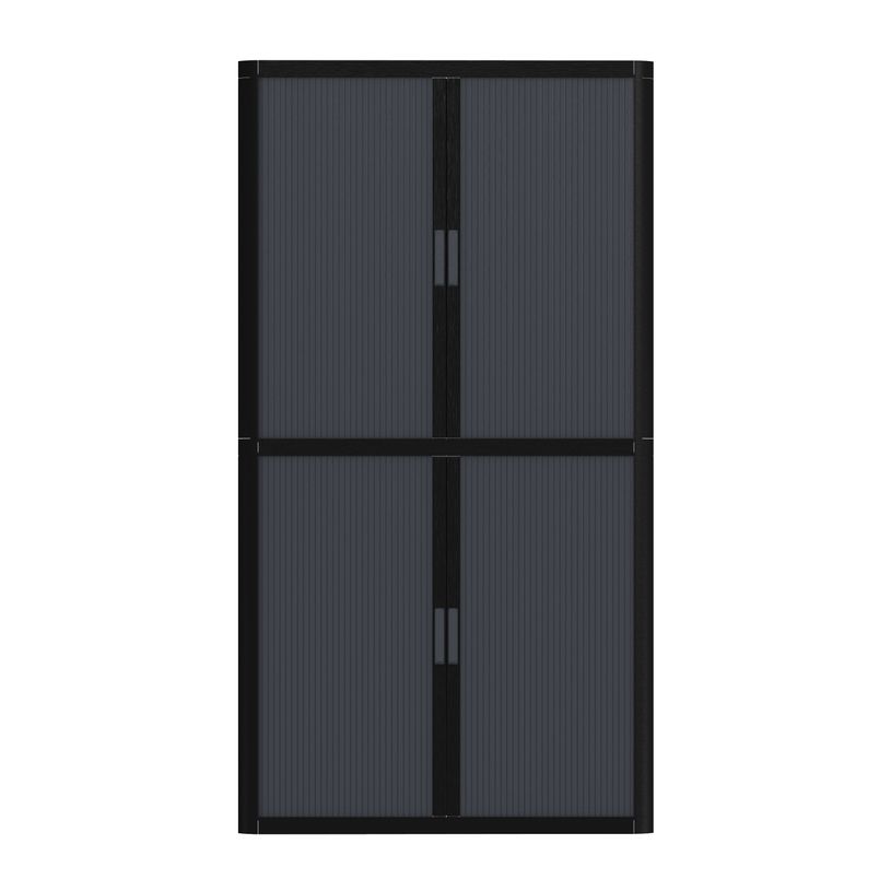 3660141932850-Armoire haute à rideaux EASY OFFICE - 110 x 204 x 41,5 cm - Corps noir - Rideaux et poignée anthracit--1