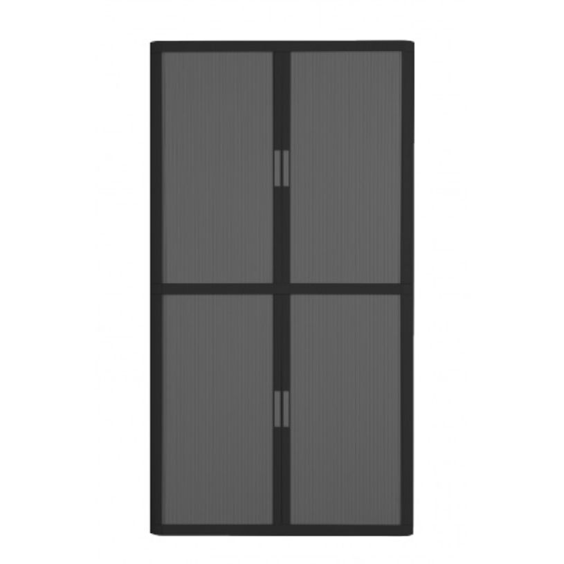 3660141932850-Armoire haute à rideaux EASY OFFICE - 110 x 204 x 41,5 cm - Corps noir - Rideaux et poign