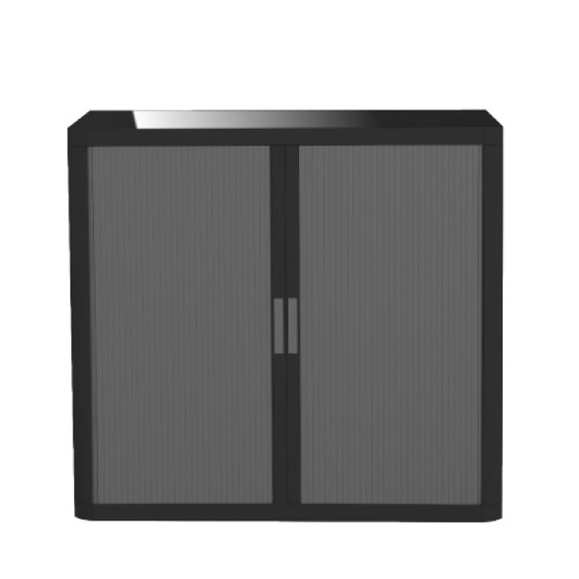 3660141935905-Armoire mi-haute à rideaux EASY OFFICE - 110 x 104 x 41,5 cm - Corps noir - Rideaux et poi-P_79376469_1-0
