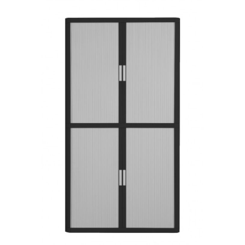 3660141935912-Armoire haute à rideaux EASY OFFICE - 110 x 204 x 41,5 cm - Corps noir - Rideaux et poign