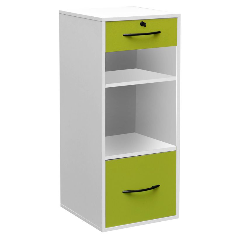 3700339876471-Classeur mélaminé monobloc - 1 tiroir dossiers suspendus + 1 tiroirs papeterie + 2 niches - H101 x L42 x P44 cm - cor-P_79376667_1-0