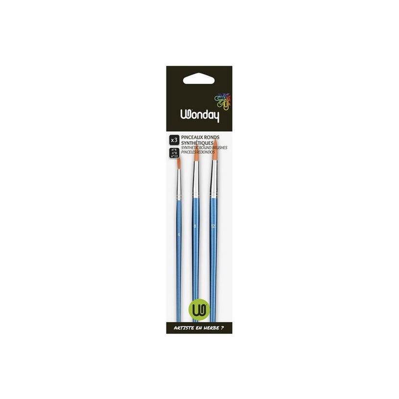 3457706800958-Wonday - Pack de 3 pinceaux ronds - N° 4, 8, 12-P_79376734_3-1