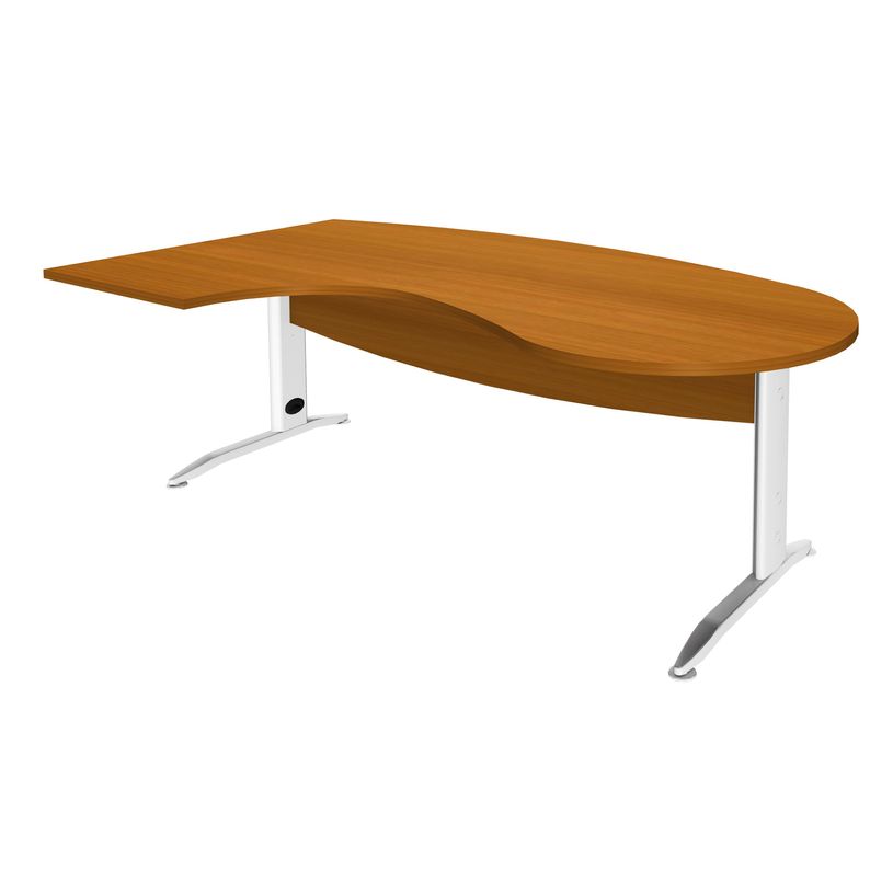 2012348121390-Bureau compact manager retour à gauche IDRA - 200 cm - Pied blanc - Merisier (Pieds de renfort obligato-P_79376861_1-0