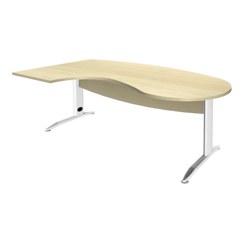 2012348121413-Bureau compact manager retour à gauche IDRA - 200 cm - pieds blanc - Érable (pied de renfort obligato-P_79376863_1-0