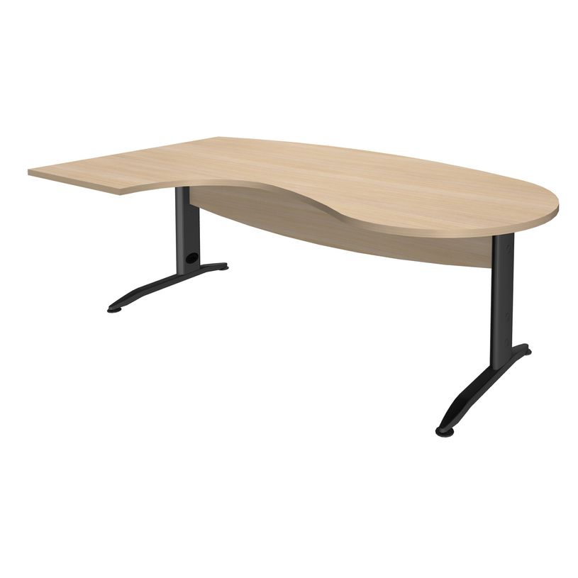2012348121482-Bureau compact manager retour à gauche IDRA - 200 cm - pieds anthracite - Chêne clair (pied de renfort obligato-P_79376870_1-0