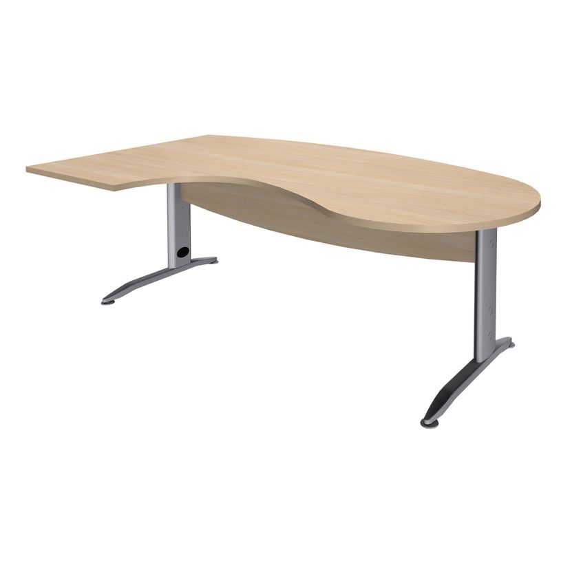 2012348121536-Bureau compact manager retour à gauche IDRA - 200 cm - pieds alu - Chêne clair (pied de renfort obligato-P_79376875_1-0