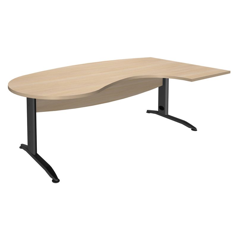 2012348121659-Bureau compact manager retour à droite IDRA - 200 cm - pieds anthracite - Chêne clair (pied de renfort obligato-P_79376887_1-0
