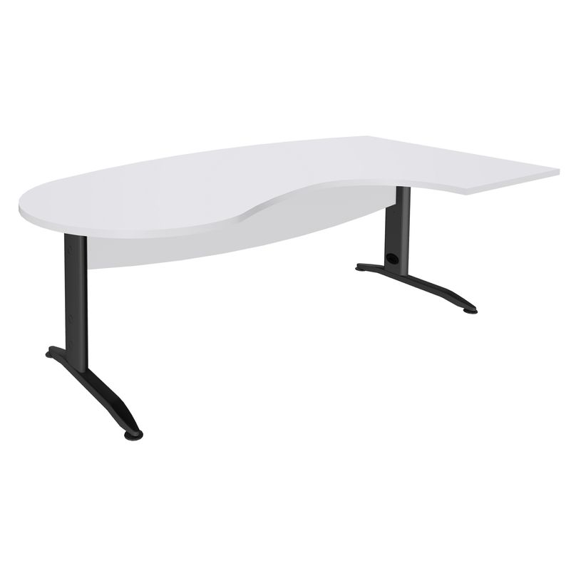 2012348121666-Bureau compact manager retour à droite IDRA - 200 cm - pieds anthracite - Blanc perle (pied de renfort obligato-P_79376888_1-0