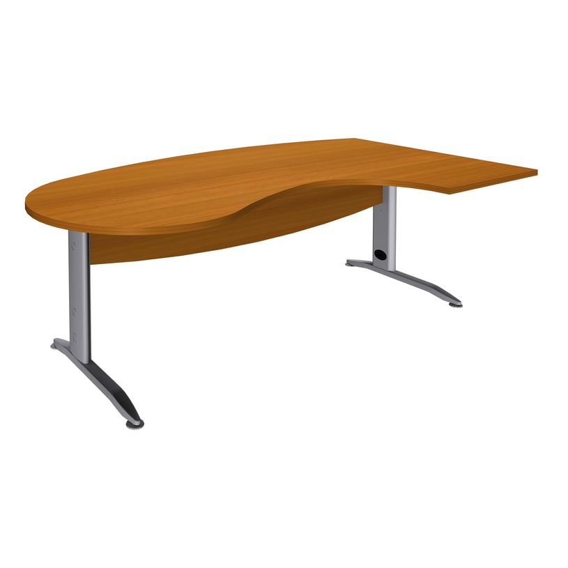 2012348121680-Bureau compact manager retour à droite IDRA - 200 cm - Pied alu - Merisier (Pieds de renfort obligato-P_79376890_1-0