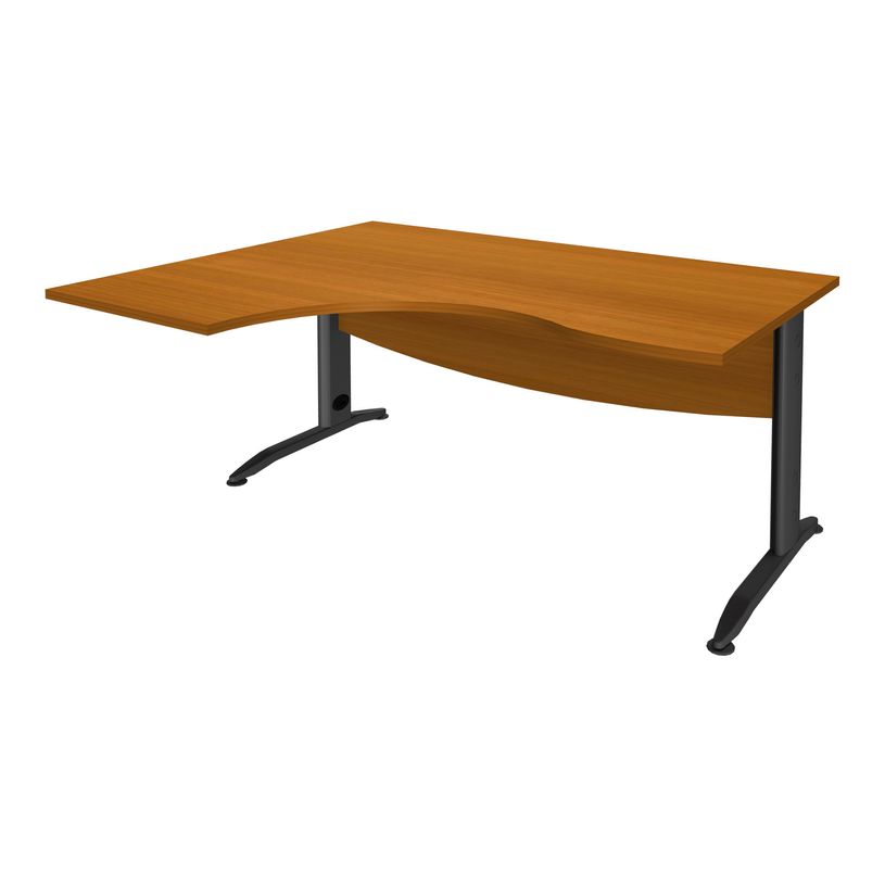 2012348121796-Bureau compact à gauche IDRA - L180 cm - Pieds anthracite - plateau imitation Merisier (Pieds de renfort obligato-P_79376901_1-0