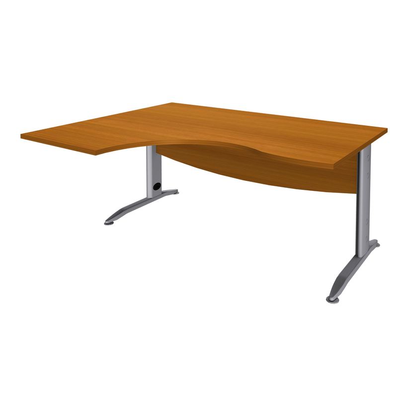 2012348121857-Bureau compact à gauche IDRA - L180 cm - Pieds alu - plateau imitation Merisier (Pieds de renfort obligato-P_79376907_1-0